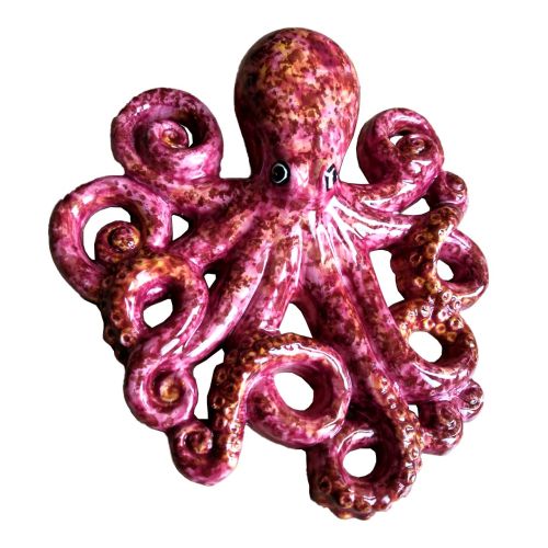 Pulpo de pared. Cerámica vietri pintada a mano.