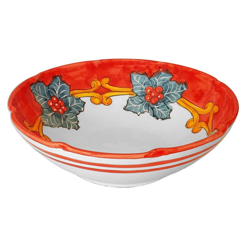 Salad bowl. Scalloped rim. Flowers line....
