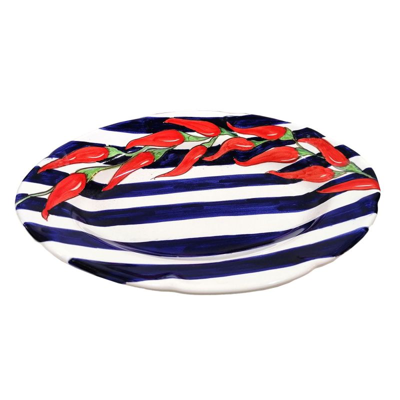 Plato bandeja ovalado con borde. Línea Rayas y...