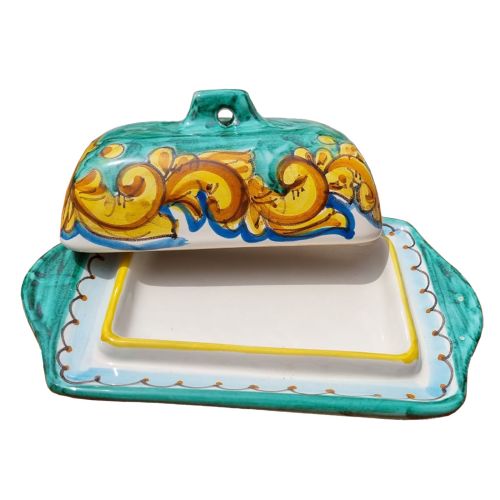 Plateau Beurre/Fromage Ligne Baroque. Céramique Vietri peinte à la main.