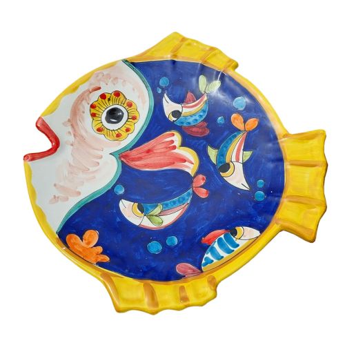 Piatto da portata Centrotavola Murale pesce palla. Ceramica di Vietri