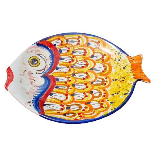 Plato de servir Plato de pez globo de pared. Cerámica Vietri