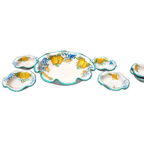 Servizio Macedonia linea Limoni e Fiori. Set da 6 Ceramica di Vietri dipinta a mano.