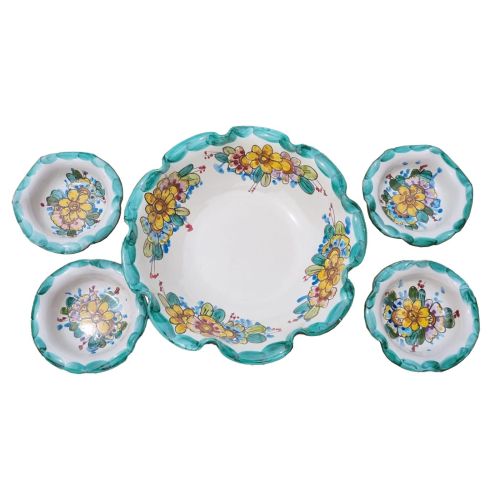 Servizio Macedonia linea Fiori. Set da 6 Ceramica di Vietri dipinta a mano.