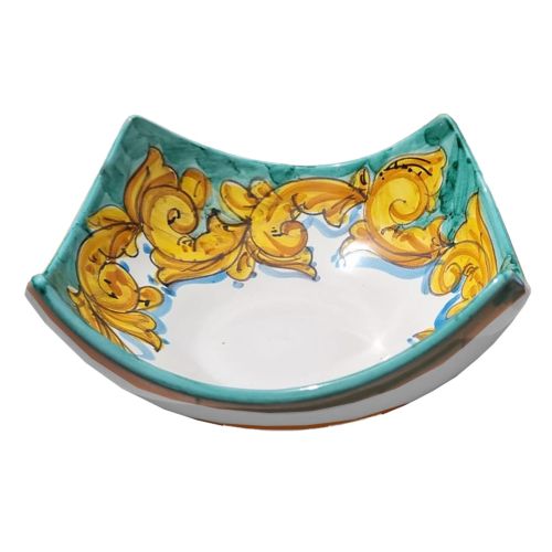 Svuota tasche linea barocco verde ramina. Ceramica di Vietri dipinta a mano.