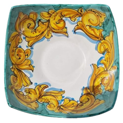 Pocket emptier Baroque and Green Copper Line. handpainted Vietri ceramic