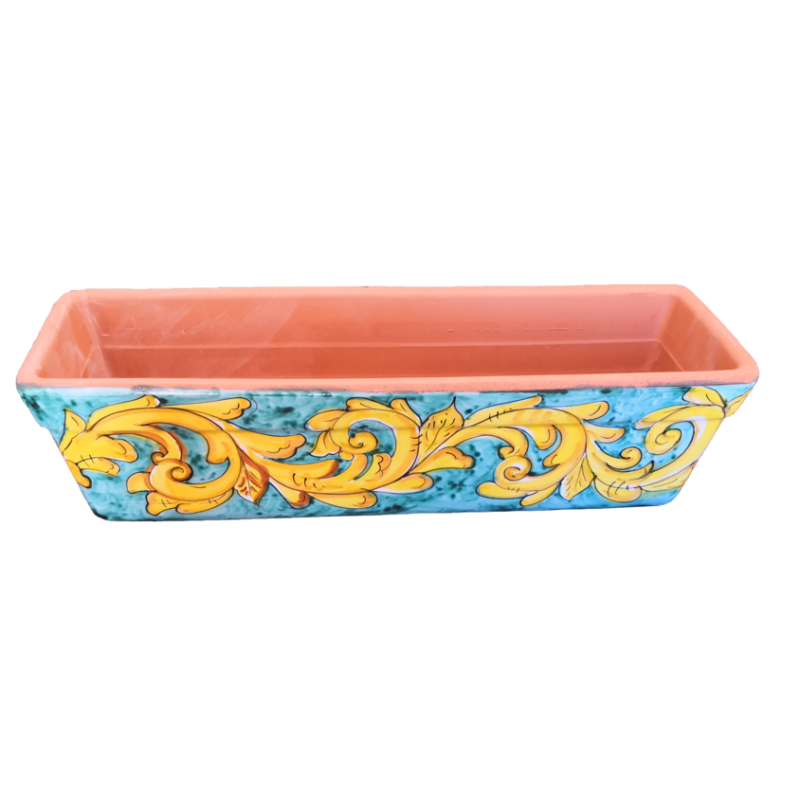 Rectangular Planter. Green Ramina and Yellow...