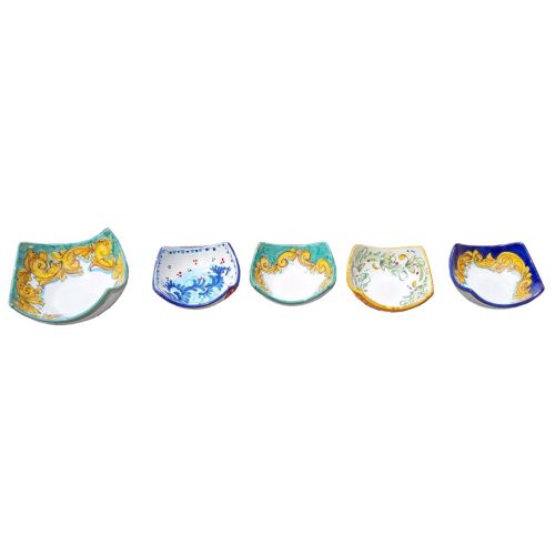 Svuota tasche linea barocco verde ramina. Ceramica di Vietri dipinta a mano.