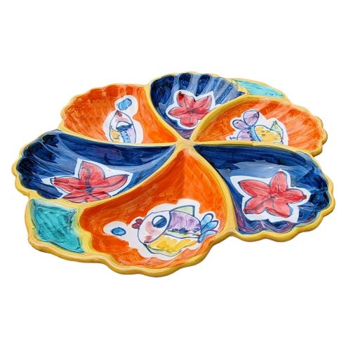 Antipastiera. Cena Fredda. 6 scomparti. Ceramica di Vietri. Dipinta a mano