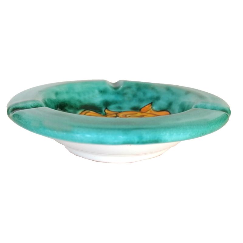 Ashtray Copper green background. handpainted...