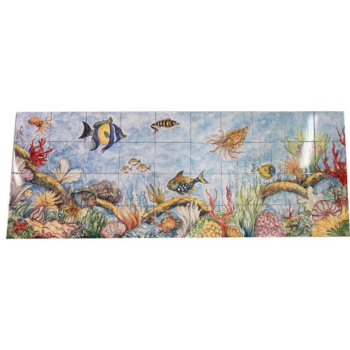 Wall Panel. Seascape. Hand-Painted Vietri Ceramics.
