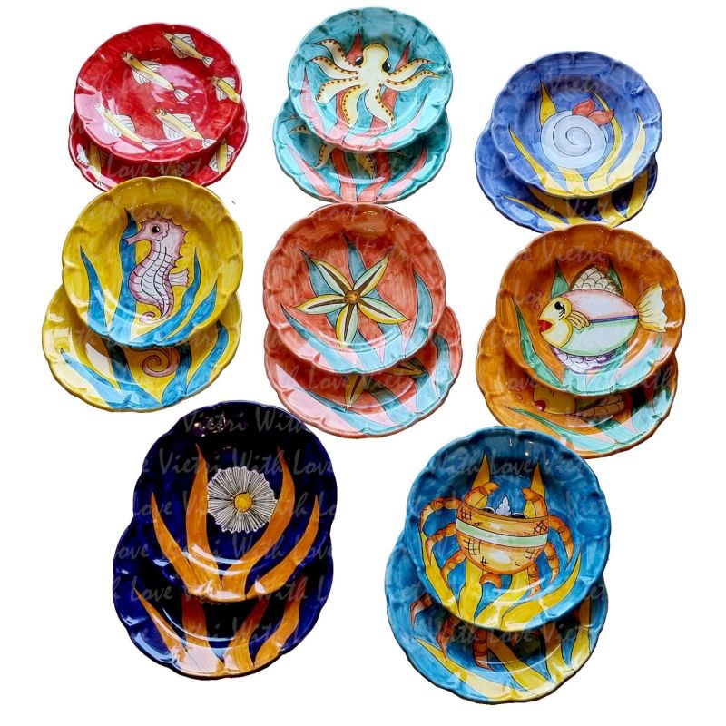 Placas de línea de pescado en ceramica vietrese...