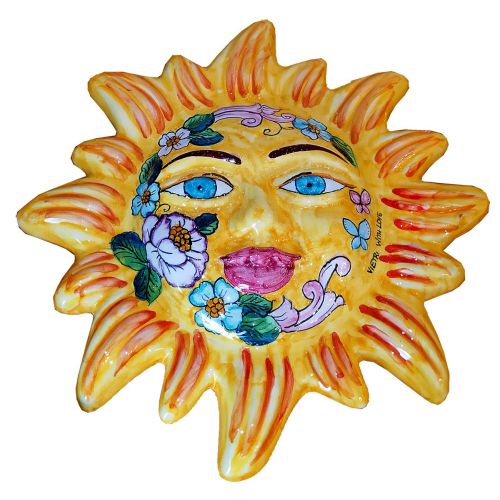 Sol y Luna. Cerámica vietri pintada a mano.