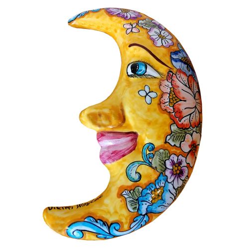 Luna da parete. Ceramica di vietri dipinta a mano.