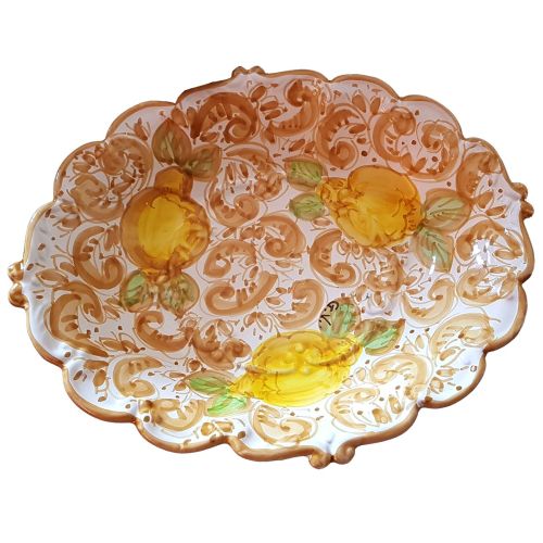 Oval wave border centerpiece handpainted Vietri ceramic