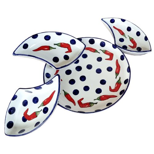 Antipastiera. Cena Fredda. 4 pezzi. Linea Orto. Ceramica di Vietri. Dipinta a mano