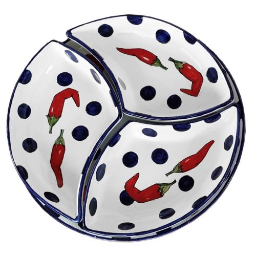 Antipastiera. Cena Fredda. 4 pezzi. Linea Orto. Ceramica di Vietri. Dipinta a mano