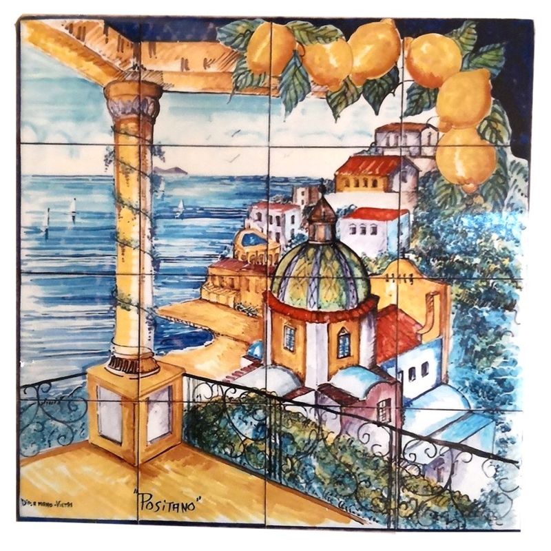 Wall Panel Panorama view Vietri Ceramic handmade.