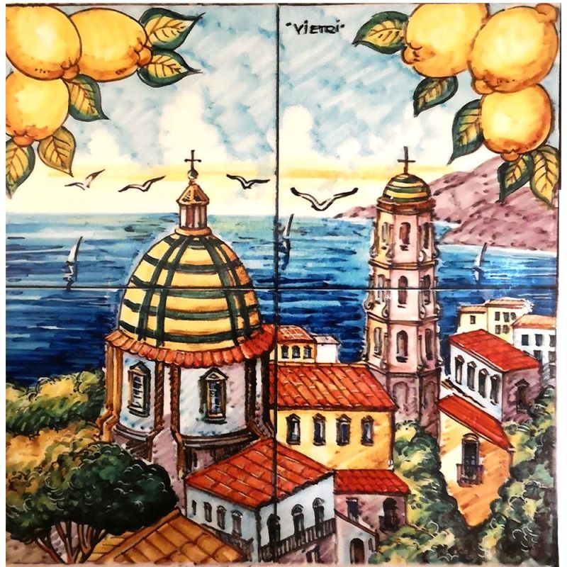 Wall Panel Panorama view Vietri Ceramic handmade.