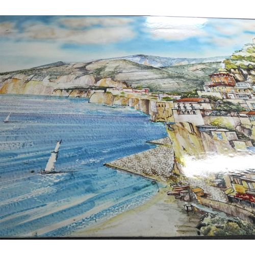 Panel de pared en ceramica vietrese pintado a mano.