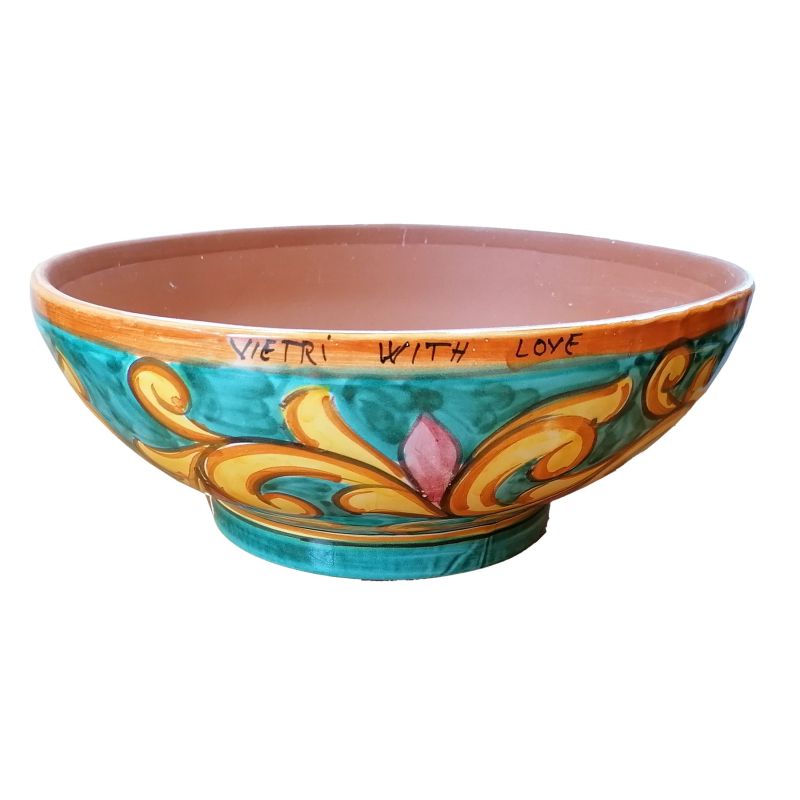 Vaso ciotola Linea Barocco Ceramica di Vietri dipinto a mano.