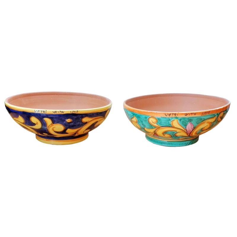 Vaso ciotola Linea Barocco Ceramica di Vietri dipinto a mano.