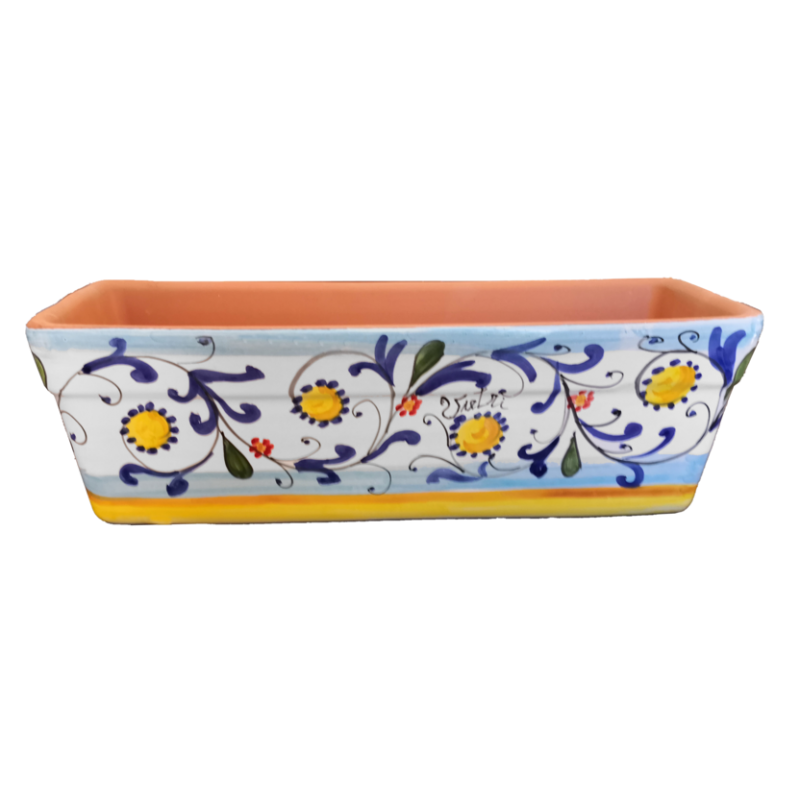 Rectangular Planter. White-Blue Base with Small...