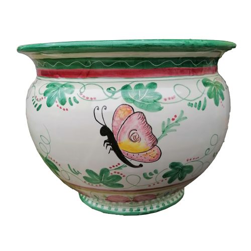 Cachepot Portapianta. Linea Farfalle. Ceramica di Vietri. Dipinta a mano.