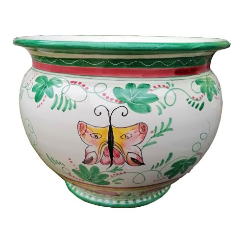 Cachepot Portapianta. Linea Farfalle. Ceramica di Vietri. Dipinta a mano.