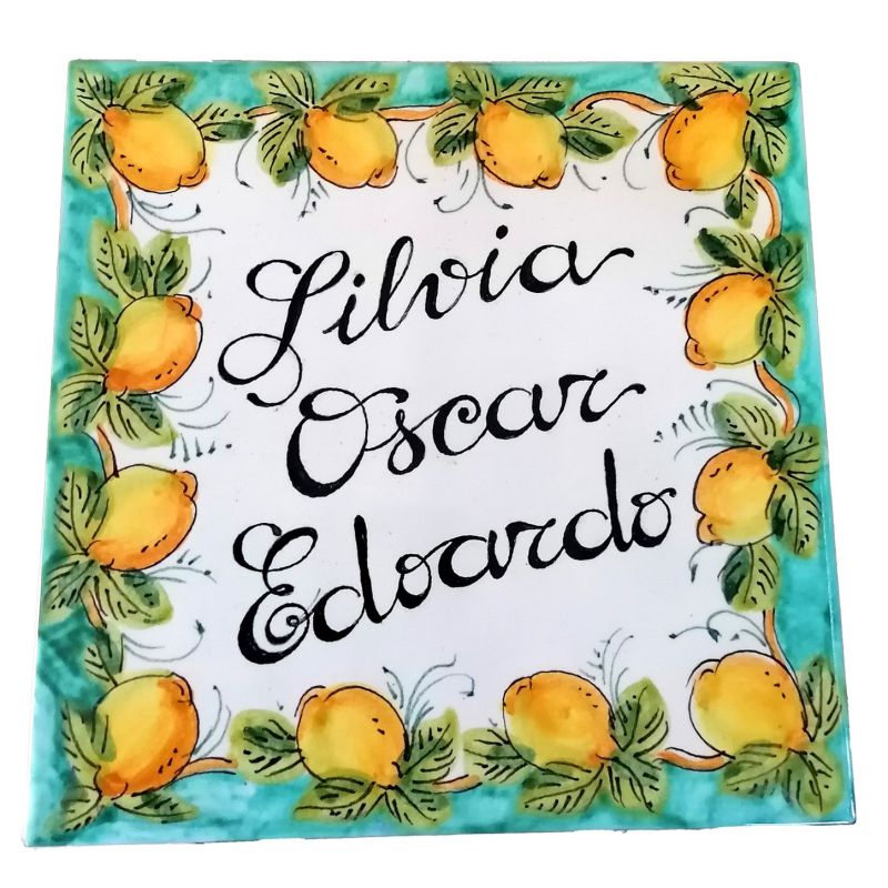 Customizable square plaque. Lemon line. Vietri...