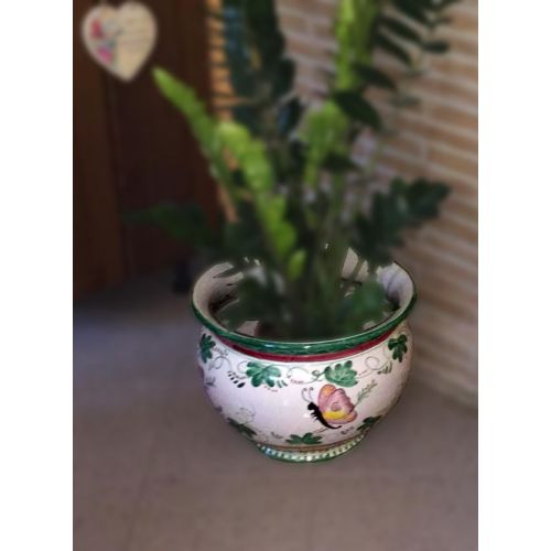 Cachepot Portapianta. Linea Farfalle. Ceramica di Vietri. Dipinta a mano.