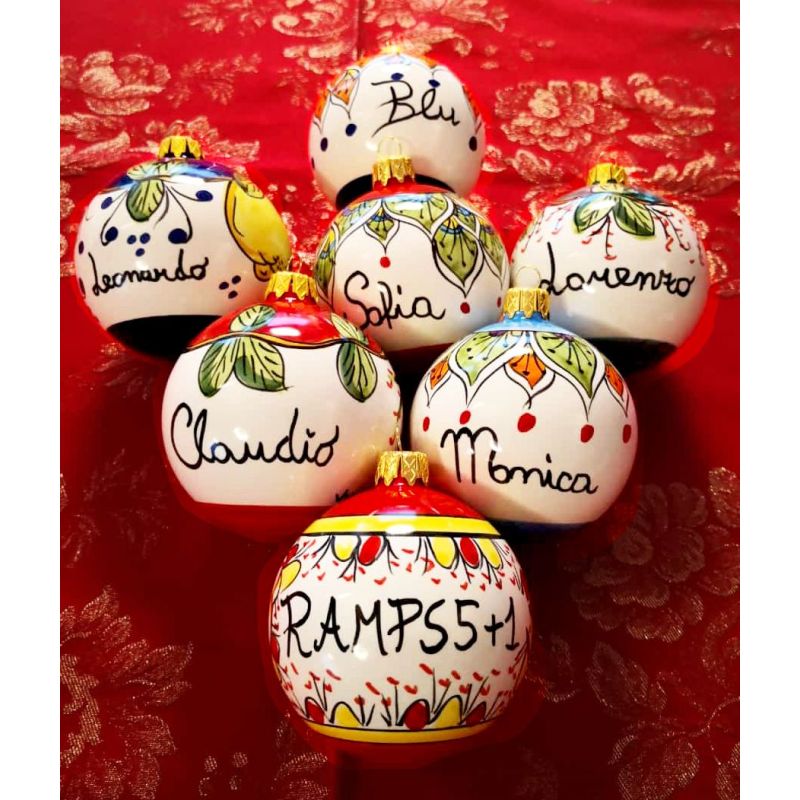 Pallina di natale personalizzate. Ceramica di vietri dipinta a mano.