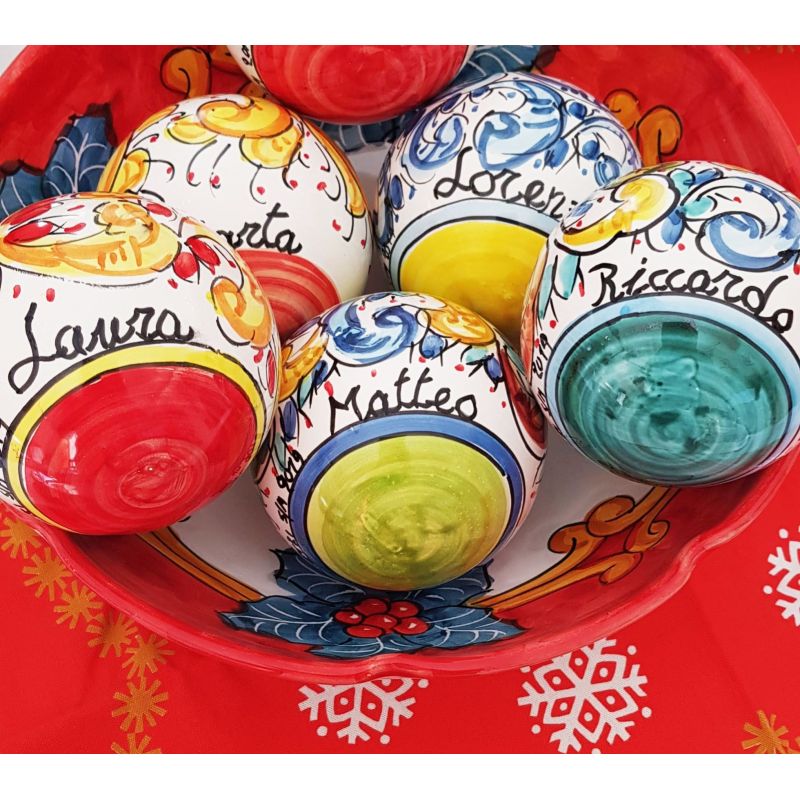 Christmas ball Personalized. handpainted Vietri ceramic