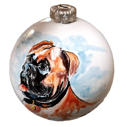 Bola de Navidad Bulldog. Cerámica vietri pintada a mano.