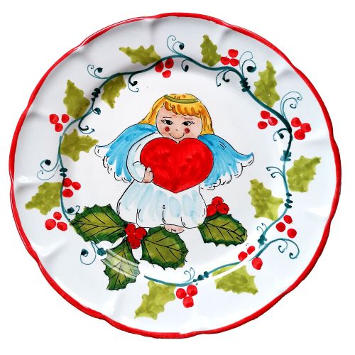 Dish, Plate Christmas Line, handpainted in Vietri ceramic dinner, fruit/dessert underplate