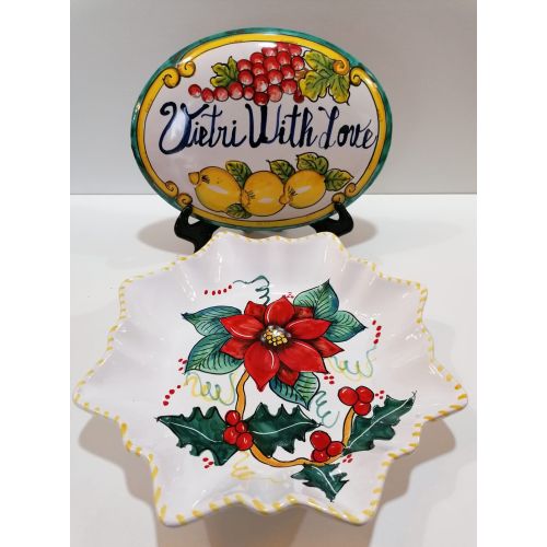 Piatto. linea Natale. Ceramica vietrese. Dipinto a mano.