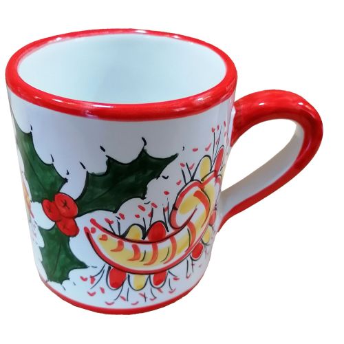 Mug cup Christmas line. Vietri ceramic. Hand-painted.