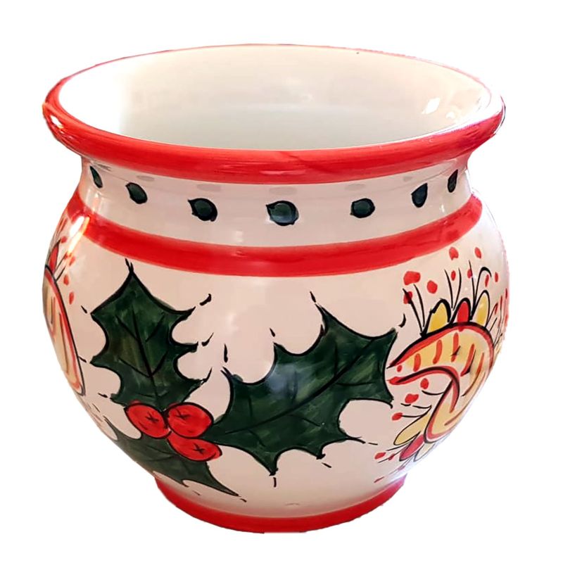 Cachepot Portapianta Linea Natale. Ceramica di Vietri dipinta a mano.