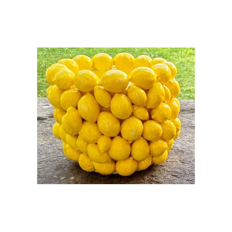 Vaso a rilievo in Ceramica finissima -Limoni...