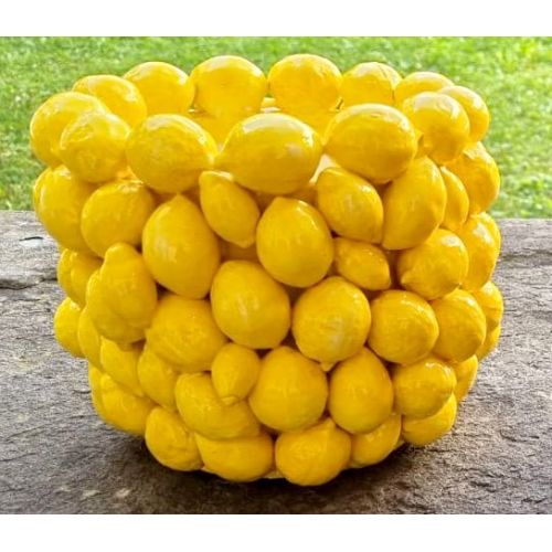 Vaso a rilievo in Ceramica finissima -Limoni Ceramica vietrese