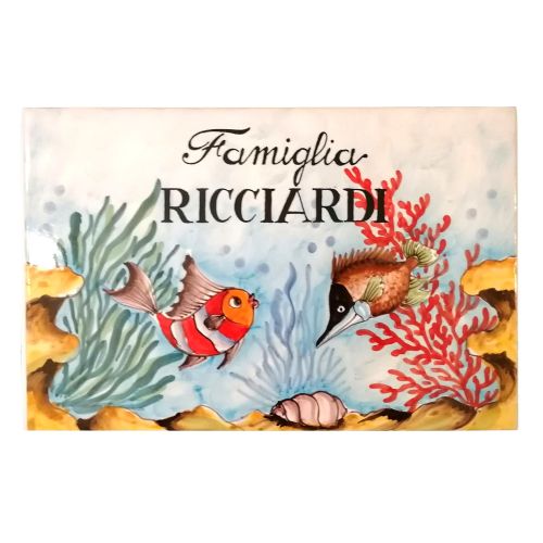 Rectangular door plate customizable. handpainted Vietri ceramic