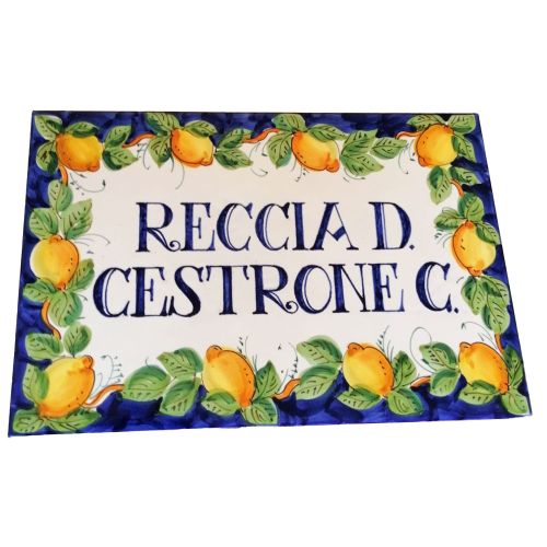 Placa rectangular personalizable. Cerámica de Vietri. Pintada a mano.