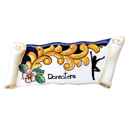 Rectangular Door plate customizable Parchment line. handpainted Vietri ceramic