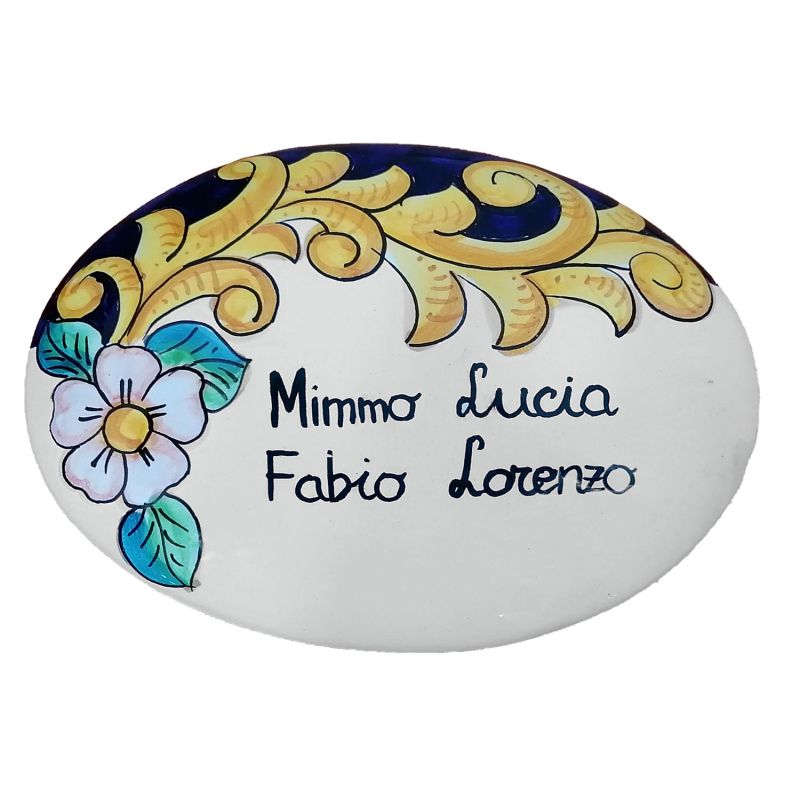 Ovales, personalisierbares Schild. Blumen &...