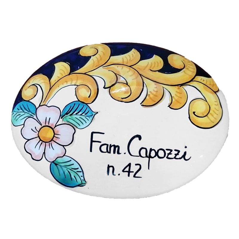 Ovales, personalisierbares Schild. Blumen &...