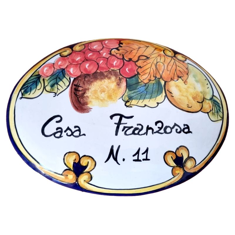Targa ovale personalizzabile. Ceramica di Vietri dipinta a mano