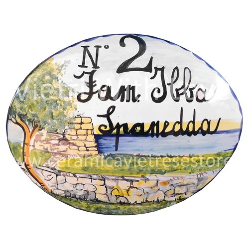 Plaque ovale personnalisable. Céramique de Vietri. Peinte à la main.
