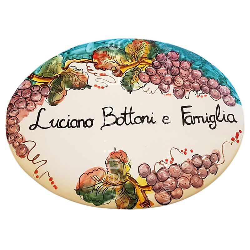 Targa ovale personalizzabile Linea Fruttina. Ceramica di Vietri dipinta a mano