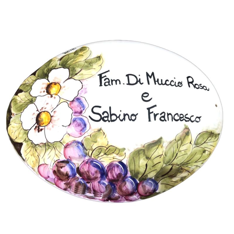 Targa ovale personalizzabile. Ceramica di Vietri dipinta a mano