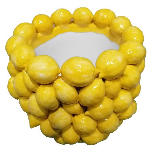 Pot flowerpot Relief vase in fine vietri ceramics -Lemons Line